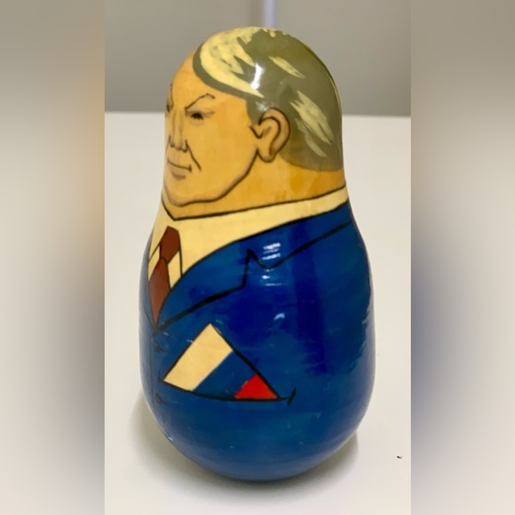 Early 1990s Vintage Artisan Hand Crafted Matryoshka Style Boris Yeltsin Weeble - Picture 12 of 16